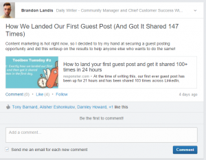 Sharing a post on LinkedIn.