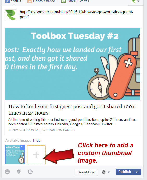 Change the thumbnail when sharing your links on facebook!