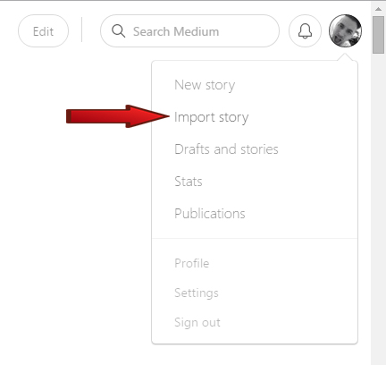 Click import to grab a story already posted on your blog.