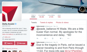 Delta Airlines does a great job of using twitter for around the clock customer service.
